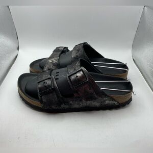 Birkenstock Arizona black silver camo metallic sandals size 5